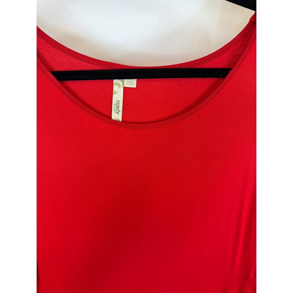 Comfy USA XL Red Round Neck Long Sleeve High-Low Balloon Maxi Dress USA - Picture 2 of 9